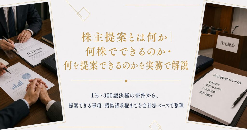 株主提案とは何か｜何株でできるのか・何を提案できるのかを実務で解説