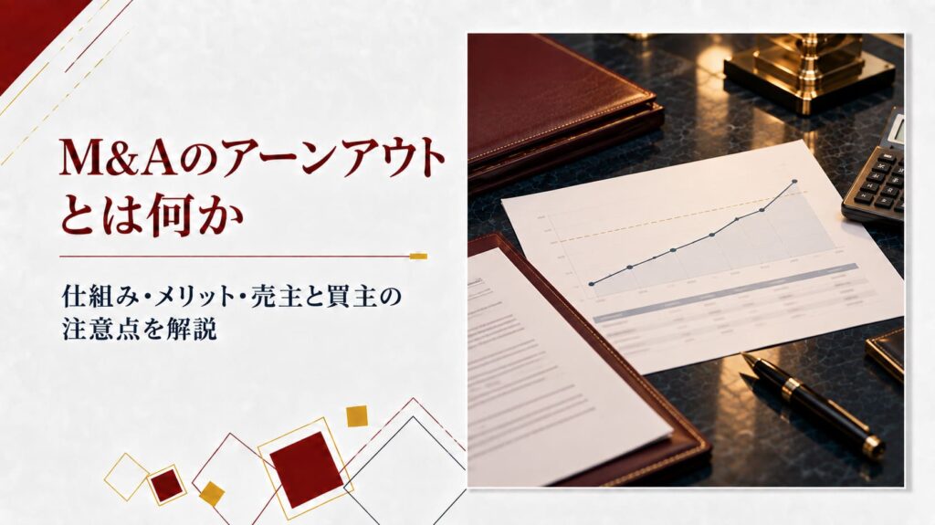 M&Aのアーンアウトとは何かを資料を作成してテーブルに広げている画像